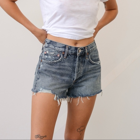 AGOLDE Parker Cut Off Shorts‎ in Rock Steady - Picture 1 of 10